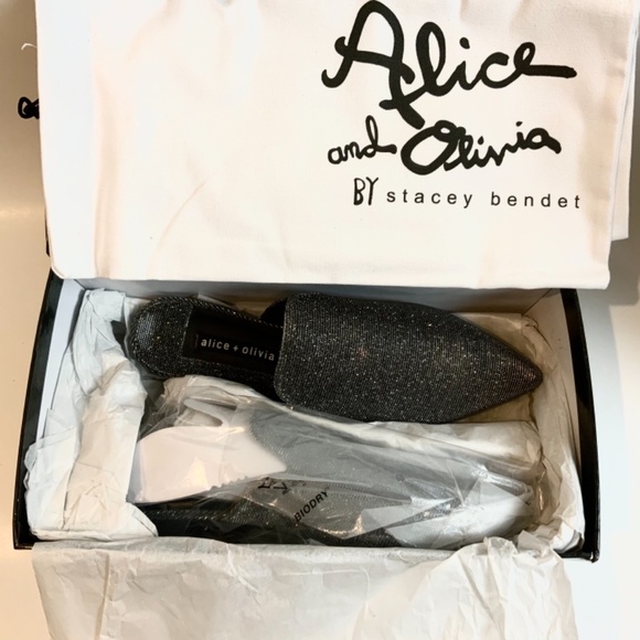 Alice + Olivia Madalyn Loafer Flat Mule Silver - Picture 9 of 12